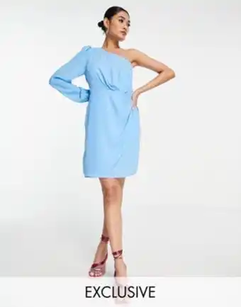 Vila - exclusivitĂ© - robe cache-cĆur courte asymĂ©trique - bleu vif