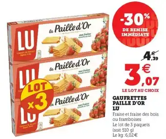Super U Gaufrettes Paille D'or Lu offre