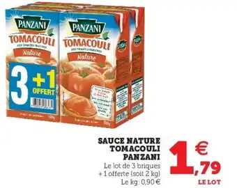 Super U Sauce Nature Tomacouli Panzani offre