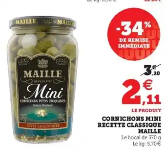 Super U Cornichons Mini Recette offre