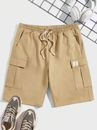 Shein homme short à applique lettre poche à rabat à cordon cargo