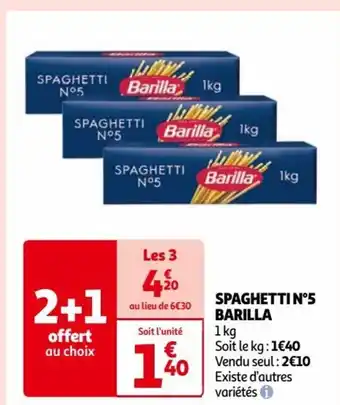 Auchan SPAGHETTI N°5 BARILLA 1kg offre