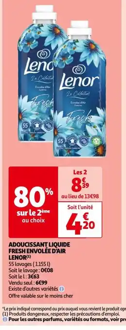 Auchan ADOUCISSANT LIQUIDE FRESH ENVOLÉE D'AIR LENOR(¹) offre