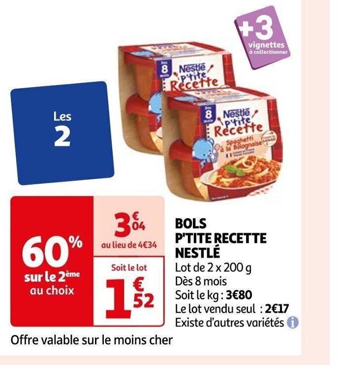 Auchan Supermarché BOLS P'TITE RECETTE NESTLÉ offre