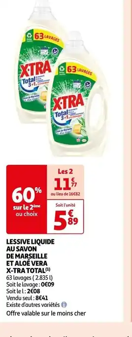Auchan Supermarché LESSIVE LIQUID AU SAVON DE MARSEILLE ET ALOE VERA X-TRA TOTAL offre