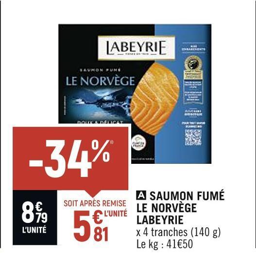 Petit Casino Labeyrie saumon fumé le norvège offre