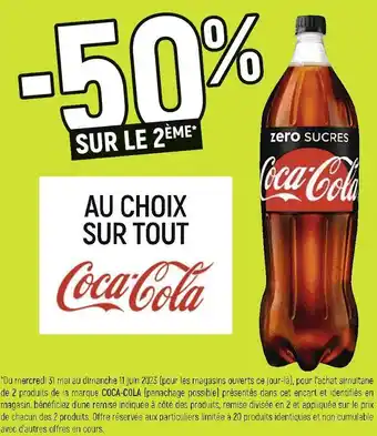 Coca-cola -50% sur le 2ème au choix sur tout coca-cola