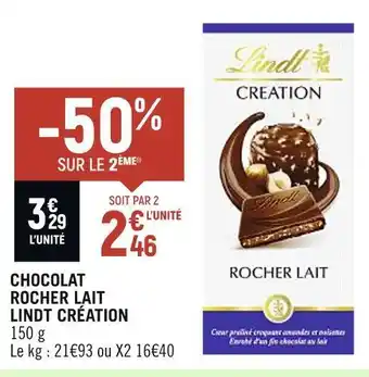 Lindt création chocolat rocher lait