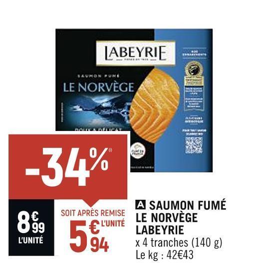 Spar Labeyrie saumon fumé le norvège offre