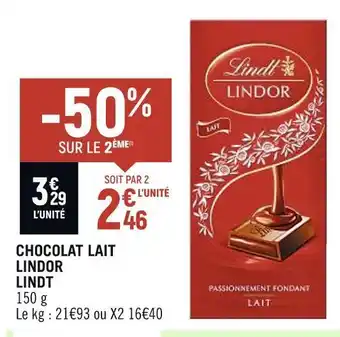 Spar Lindt chocolat lait lindor offre