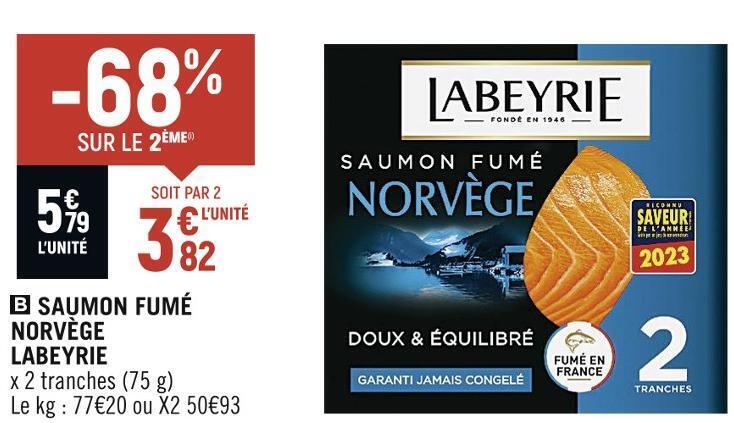 Spar Labeyrie saumon fumé norvège offre