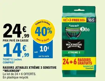 E.Leclerc RASOIRS JETABLES XTRÊME 3 SENSITIVE "WILKINSON" offre