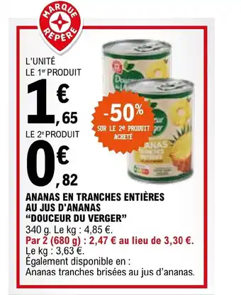 E.Leclerc ANANAS EN TRANCHES ENTIÈRES AU JUS D'ANANAS offre