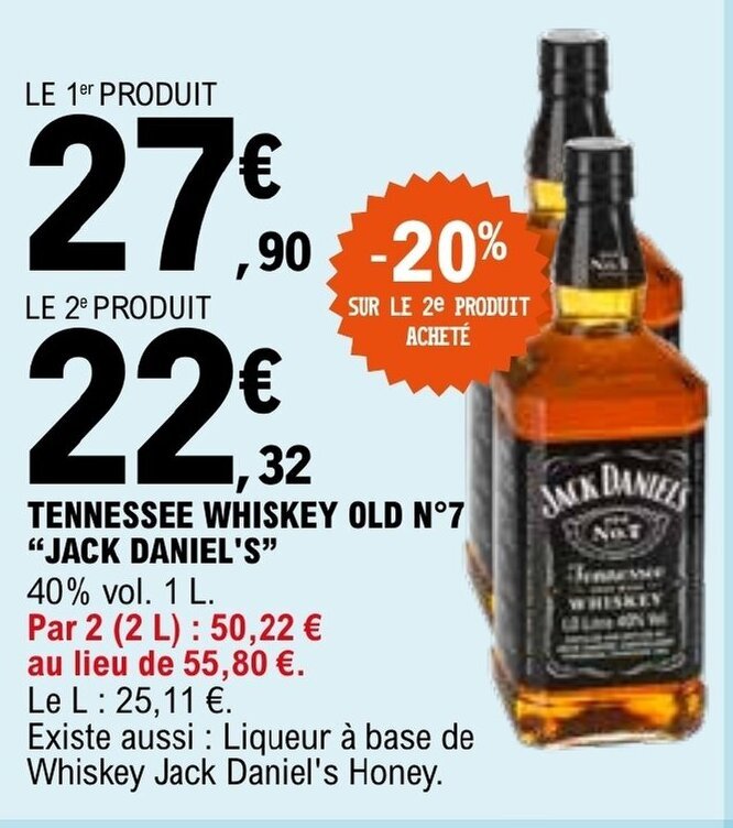 E.Leclerc TENNESSEE WHISKEY OLD N°7 "JACK DANIEL'S" offre