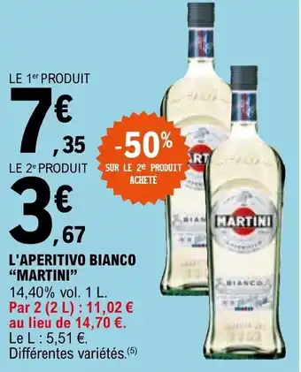 E.Leclerc L'APERITIVO BIANCO "MARTINI" 14,40% vol. 1 L. offre