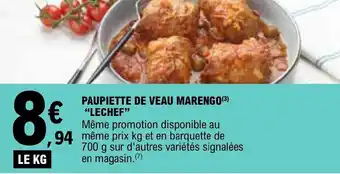 PAUPIETTE DE VEAU MARENGO (Âł) "LECHEF"