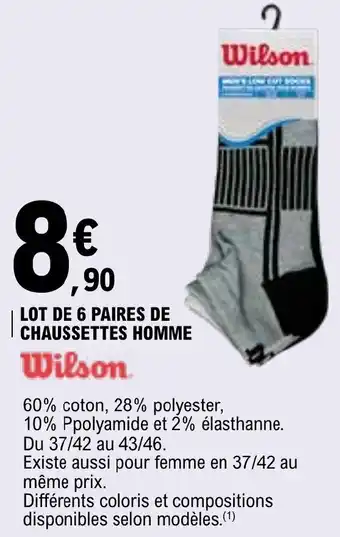 E.Leclerc LOT DE 6 PAIRES DE CHAUSSETTES HOMME offre