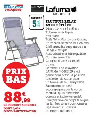 FAUTEUIL RELAX AVEC TÊTIÈRE