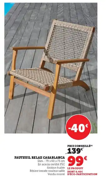 Super U FAUTEUIL RELAX CASABLANCA offre