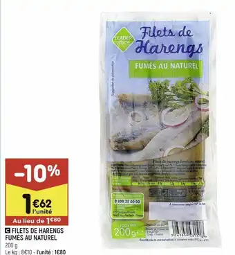 Filets de harengs fumés au naturel