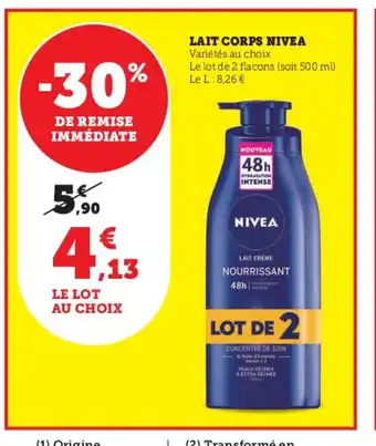 Super U LAIT CORPS NIVEA Variétés au choix offre