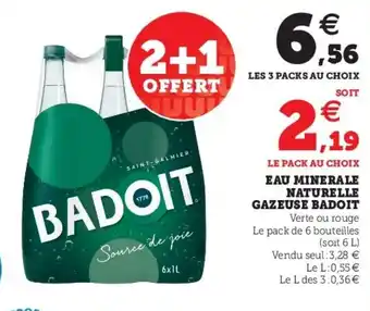 Super U Eau Minerale Naturelle Gazeuse Badoit offre