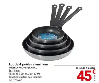 METRO Lot De 4 Poêles Aluminium Metro Professional offre