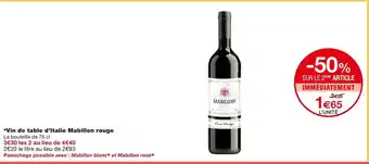 Monoprix Vin de table d’italie mabillon rouge offre