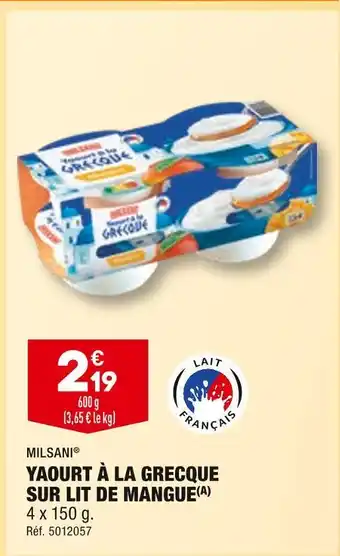ALDI Milsani yaourt à la grecque sur lit de mangue offre