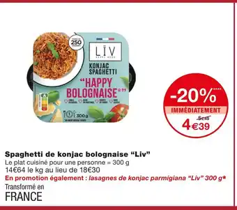 Liv spaghetti de konjac bolognaise