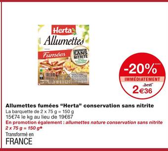 Monoprix Herta allumettes fumées conservation sans nitrite offre