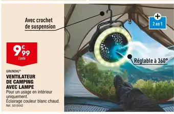 ALDI Grundig ventilateur de camping avec lampe offre