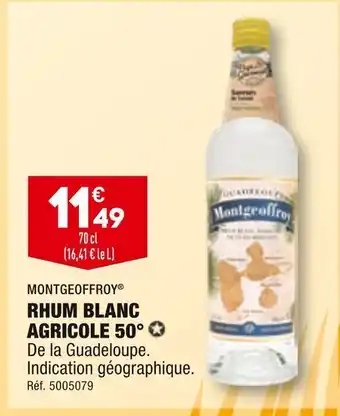 ALDI Montgeoffroy rhum blanc agricole 50° offre