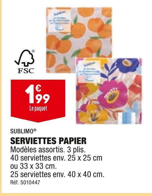 Promo Sublimo serviettes papier chez ALDI