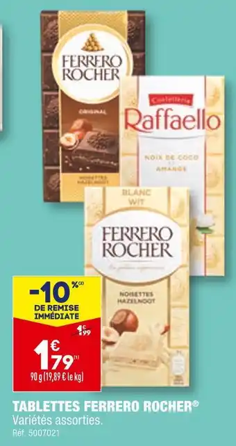 ALDI Ferrero rocher tablettes ferrero rocher offre
