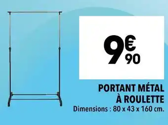 Portant métal à roulette