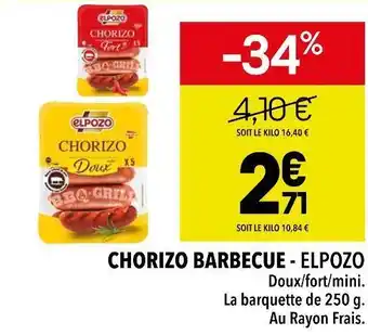 Supeco Elpozo chorizo barbecue offre