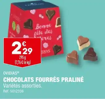 ALDI Ovidias chocolats fourrés praliné offre