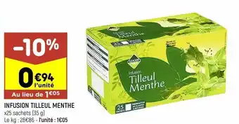 Leader Price Infusion tilleul menthe offre
