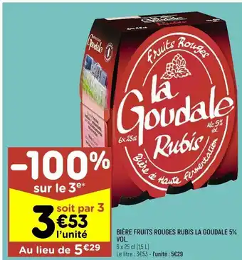 BiĂšre fruits rouges rubis la goudale 5% vol