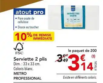 METRO Serviette 2 Plis Metro Professional offre
