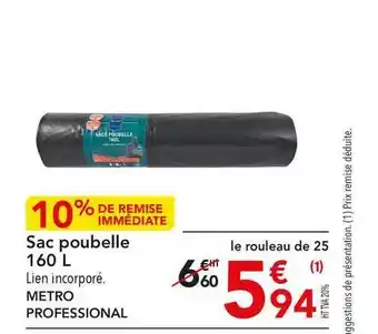 METRO Sac Poubelle 160 L Metro Professional offre