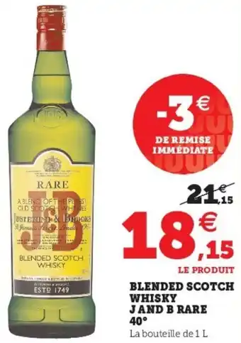 Super U Blended Scotch Whisky J And B Rare 40° offre