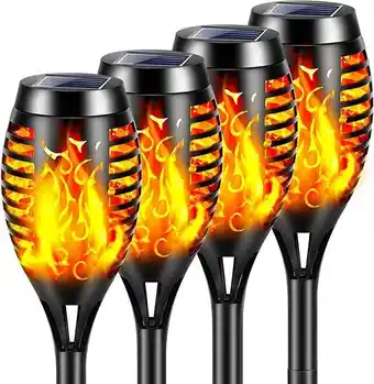 Amazon Yazeky lumières flamme solaire exterieure,4 pièces 12 led lampe solaire flamme torche jardin exterieur étanche ip65,lumier... offre