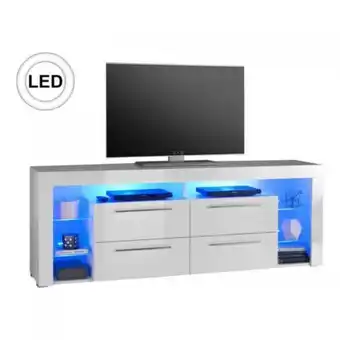 Meuble tv led space blanc laqué