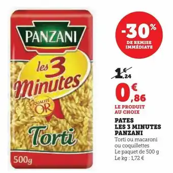U Express Pates les 3 minutes panzani offre