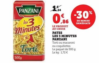 Super U Pates les 3 minutes panzani offre