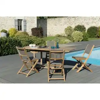 Pier Import Salon de jardin teck table extensible 120/180 + 4 chaises pliantes summer ref. 30020844 offre