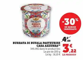 Burrata di bufala pasteurise casa azzurra