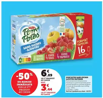 Super U Pom'potes sans sucres ajoutes materne offre
